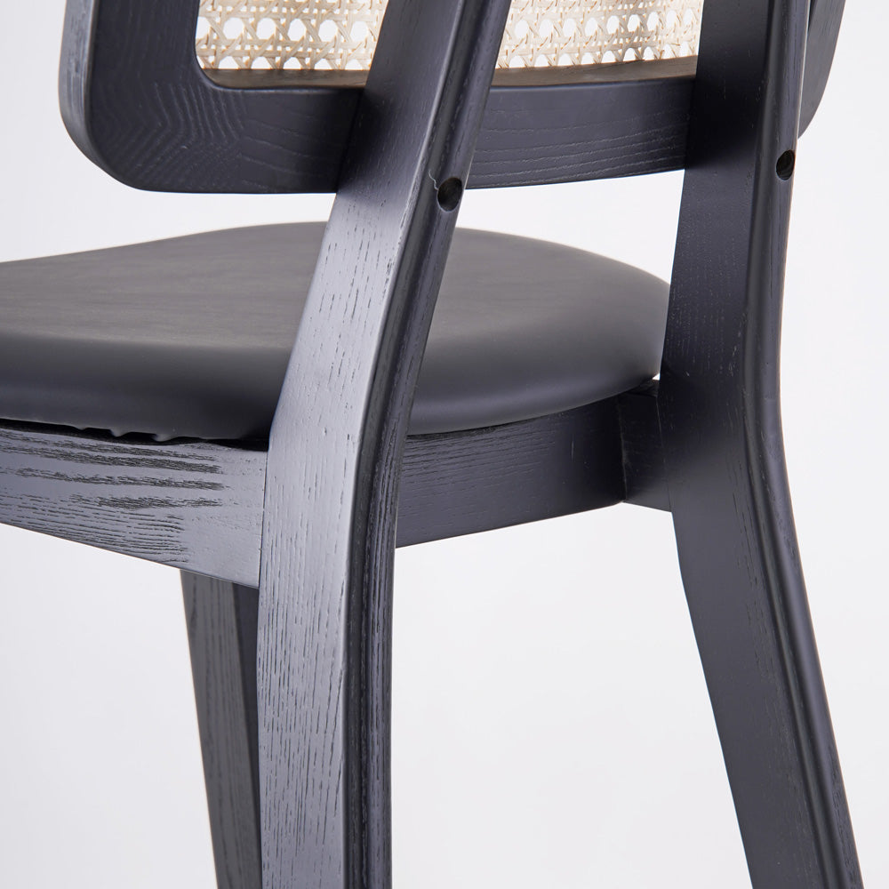 Tabouret Écran Canné Noir