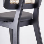Tabouret Écran Canné Noir