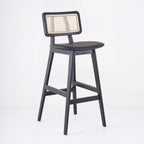 Tabouret Écran Canné Noir