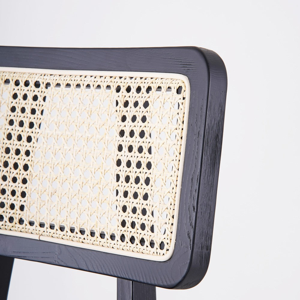 Tabouret Écran Canné Noir