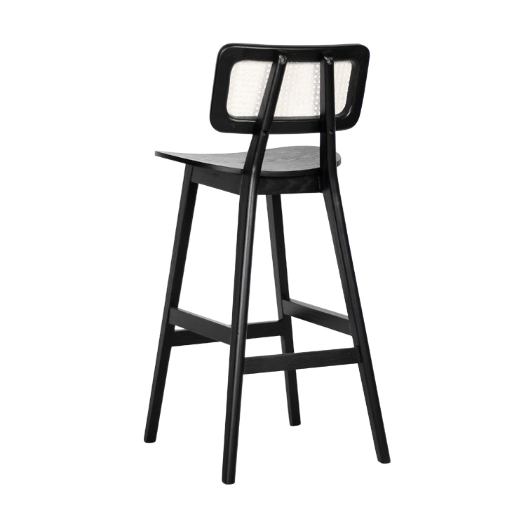 Tabouret Écran Canné Noir